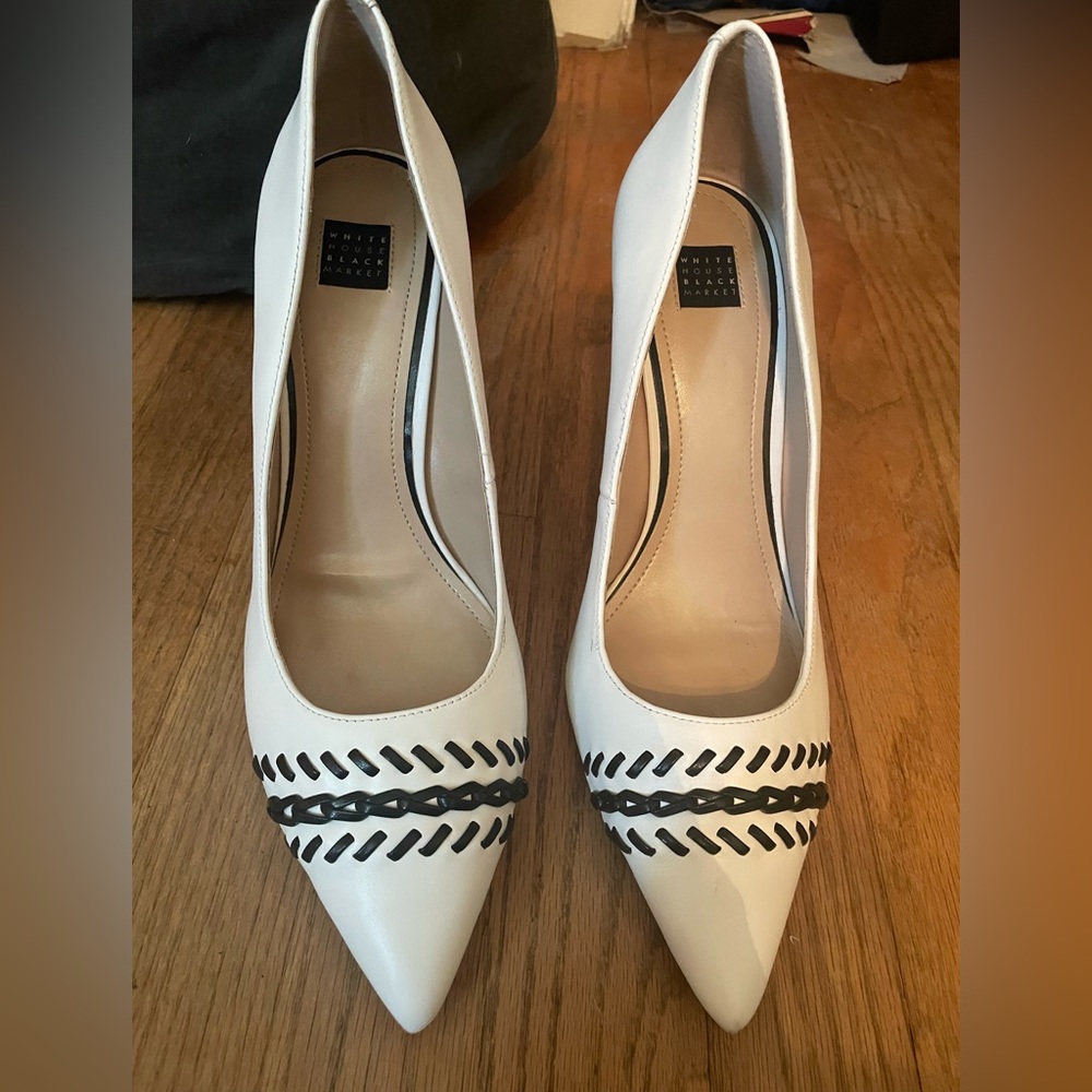 White leather White House black market shoes… worn 2 times